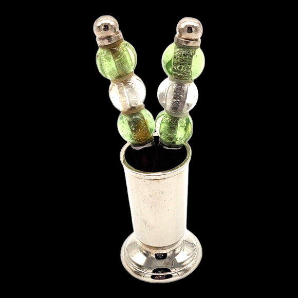 3 Piece Silver Tone Glass Bead Vintage Holiday Appetizer Hummus Cheese Spreader - Picture 11 of 11